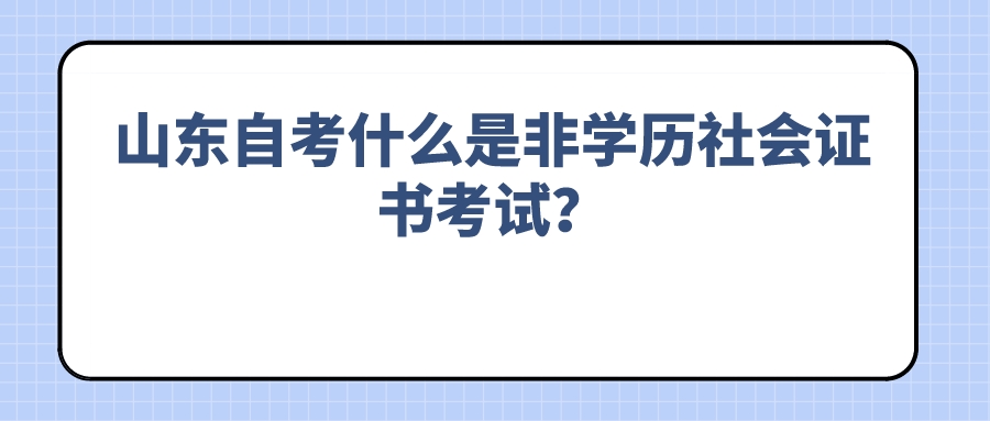 山东自考什么是非学历社会证书考试? 山东自考什么是非学历社会证书考试?