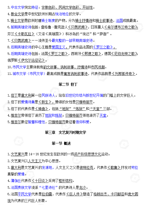 山东自考外国文学史客观题常见考点整理(一)(图3) 3.jpg
