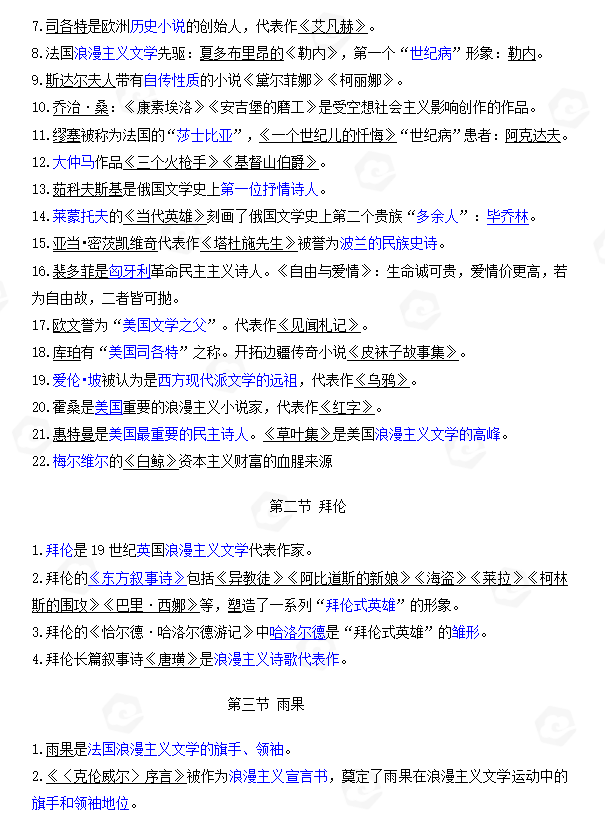 山东自考外国文学史客观题常见考点整理(二)(图1) 1.jpg