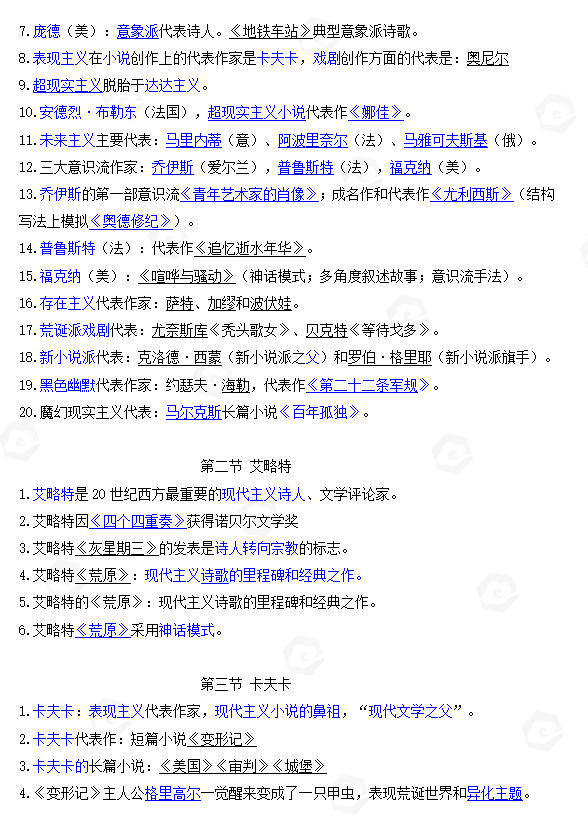 山东自考外国文学史客观题常见考点整理(三)(图3) 3.jpg