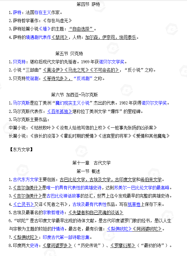 山东自考外国文学史客观题常见考点整理(三)(图4) 4.jpg