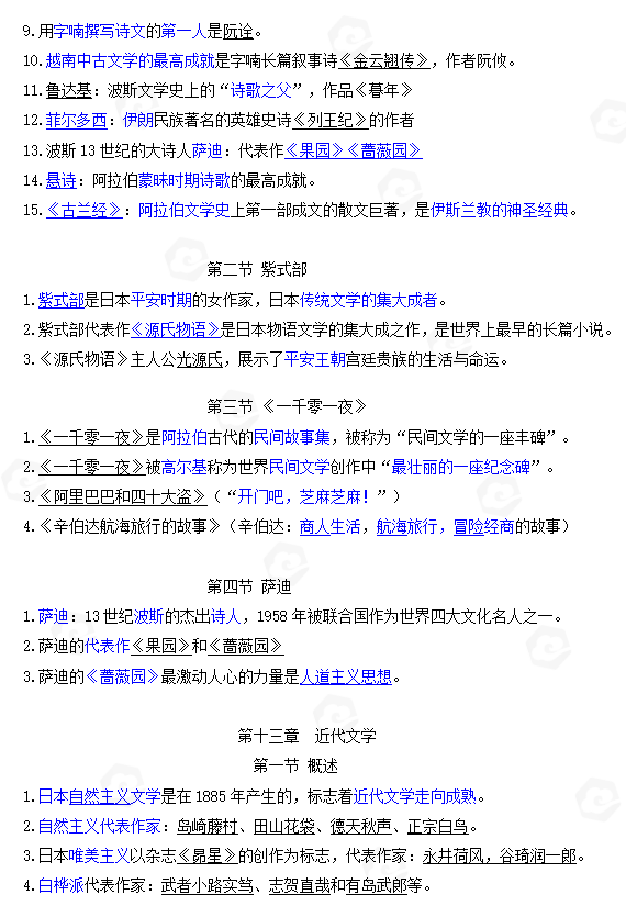 山东自考外国文学史客观题常见考点整理(三)(图6) 6.jpg