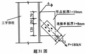 全国2008年4月高等教育自考钢结构试题(图1) 全国2008年4月高等教育自考钢结构试题(图1)