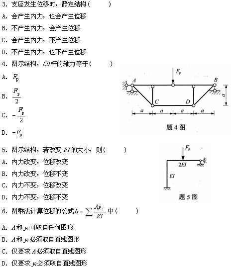 全国2009年4月高等教育自考结构力学(二)试题(图2) 全国2009年4月高等教育自考结构力学(二)试题(图2)