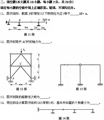 全国2009年4月高等教育自考结构力学(二)试题(图5) 全国2009年4月高等教育自考结构力学(二)试题(图5)