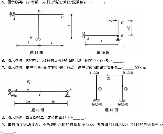 全国2009年4月高等教育自考结构力学(二)试题(图6) 全国2009年4月高等教育自考结构力学(二)试题(图6)
