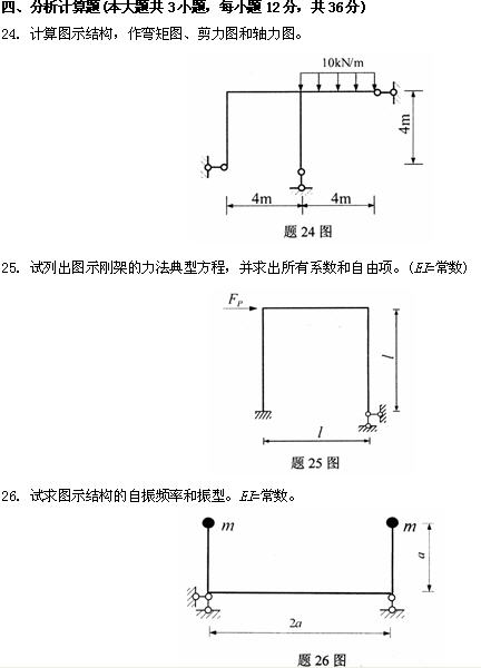 全国2009年4月高等教育自考结构力学(二)试题(图9) 全国2009年4月高等教育自考结构力学(二)试题(图9)