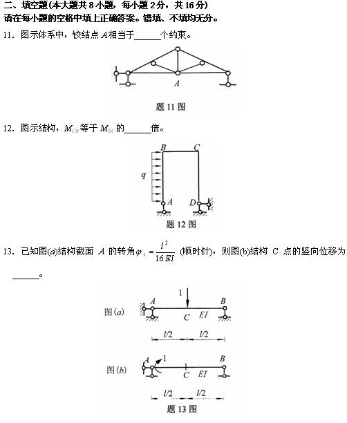 全国2010年4月高等教育自考结构力学(一)试(图7) 全国2010年4月高等教育自考结构力学(一)试(图7)