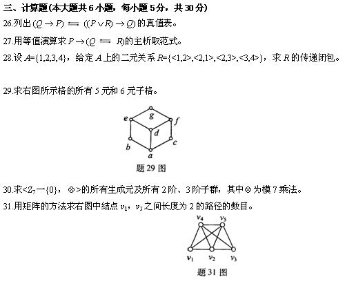 全国2010年4月高等教育自考离散数学试题(图6) 全国2010年4月高等教育自考离散数学试题(图6)