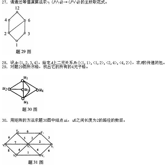 全国2010年7月高等教育自考离散数学试题(图5) 全国2010年7月高等教育自考离散数学试题(图5)