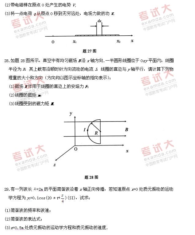 全国2011年1月高等教育自考物理(工)试题(图5) 全国2011年1月高等教育自考物理(工)试题(图5)